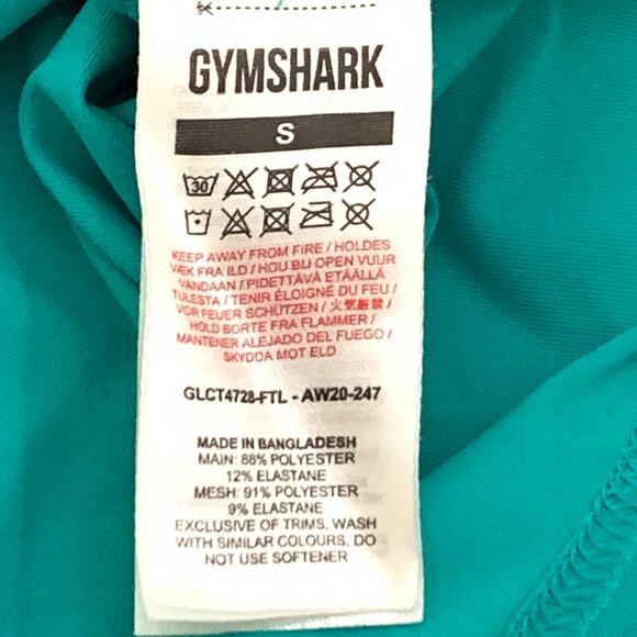 Gym Shark Womens Training Top Teal Sz Small Crop Top Long Sleeve Workout Active - Picture 7 of 14